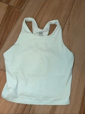 Athleta girls light mint green High-Neck Racerback Tank Top- built in bra